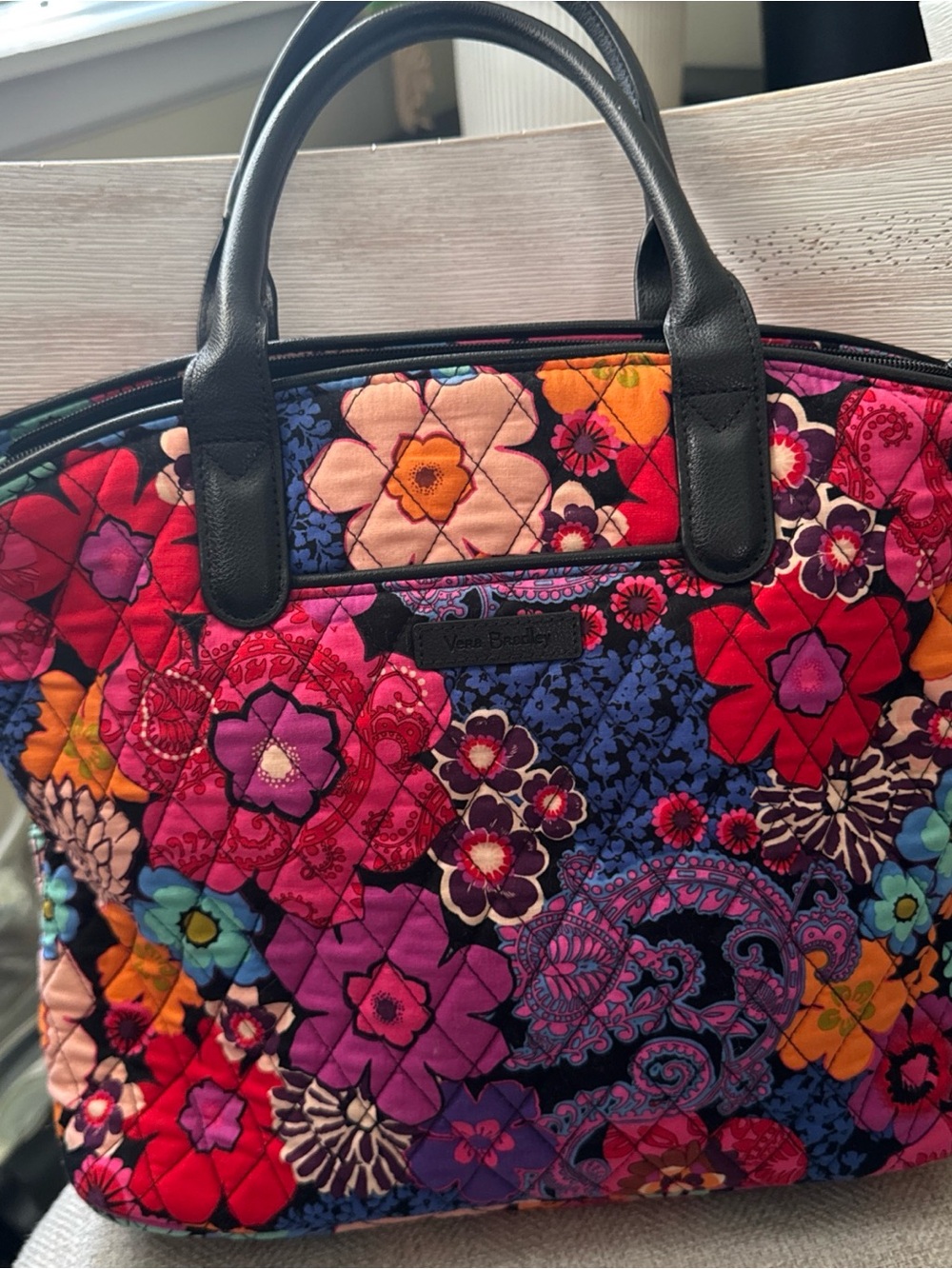 Vera Bradley Large Quilted Tote Sholder Bag Floral Feista BOHO 12×12